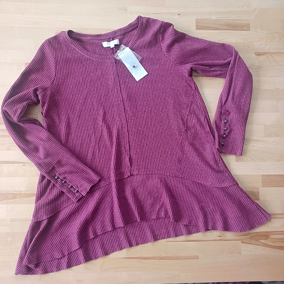 new directions Tops - {New Directions} Waffle Thermal Tunic